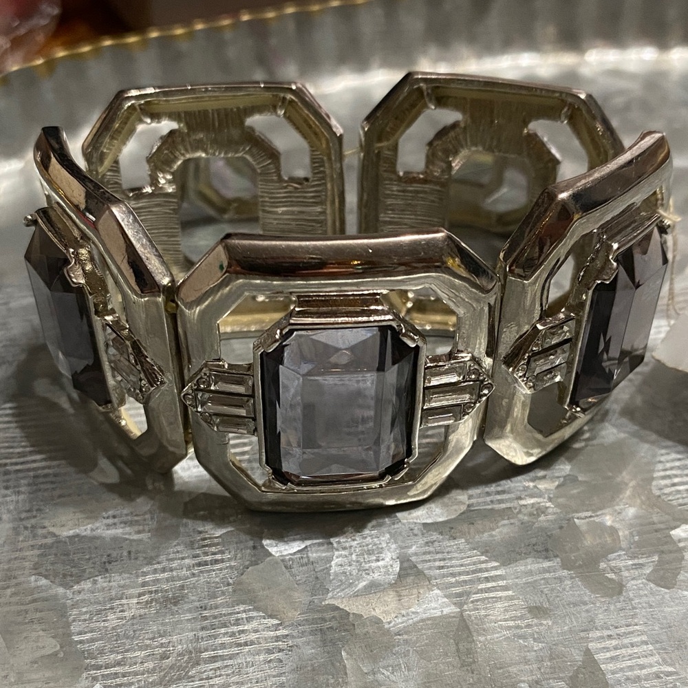 Elegant Silver and Black Geometric Bracelet